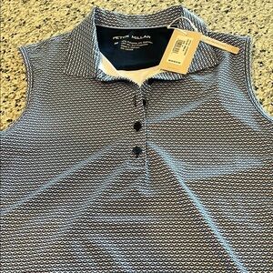 Peter Millar Navy & White Polo Shirt Buttoned Collar